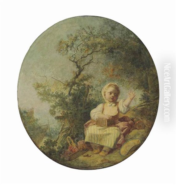 Girl With A Birdcage Oil Painting by Jean-Honore Fragonard