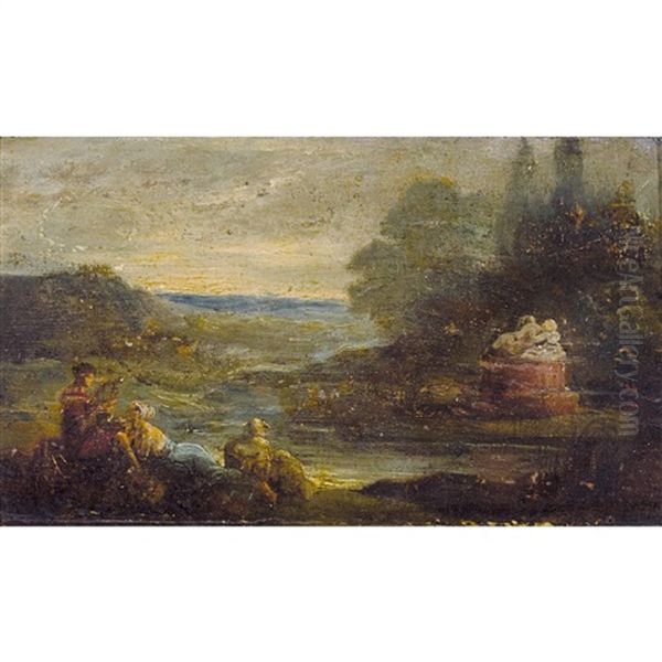 Lyra Spielender Orpheus Mit Lauschender Hirtin Oil Painting by Jean-Honore Fragonard