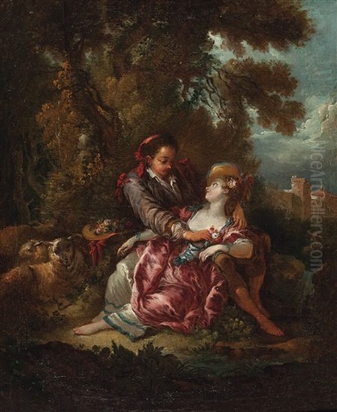 Gegenstucke. Schaferszenen Oil Painting by Jean-Honore Fragonard