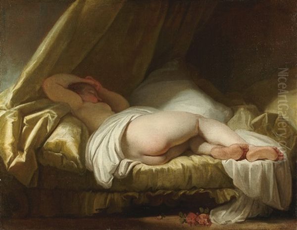 A Young Girl Sleeping Oil Painting by Jean-Honore Fragonard