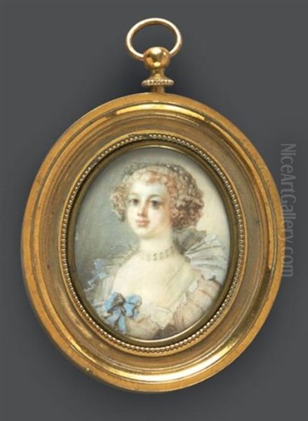 Portrait De Jeune Femme A Grande Collerette Dite <medicis>, Deux Rangs De Perles, En Buste Vers La Gauche, Presque De Face Oil Painting by Jean-Honore Fragonard