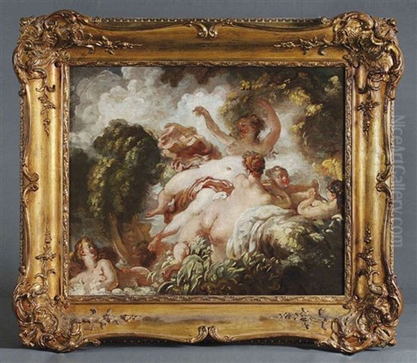 Les Baigneuses Oil Painting by Jean-Honore Fragonard