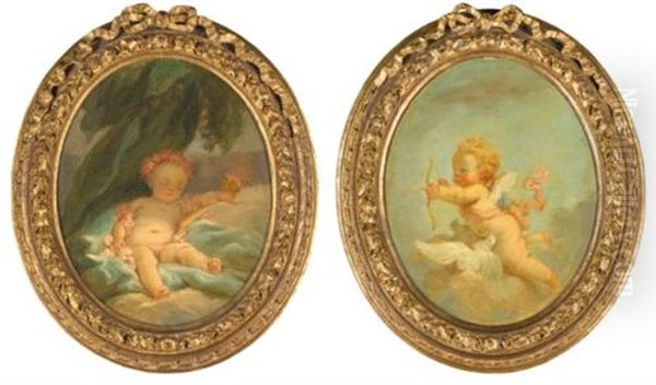 Night And Day (pair) Oil Painting by Jean-Honore Fragonard