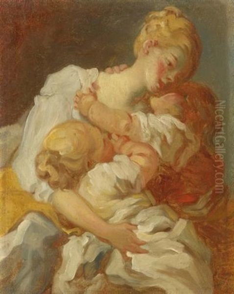 Les Baisers Maternels Or Les Jalousies De L'enfance Oil Painting by Jean-Honore Fragonard