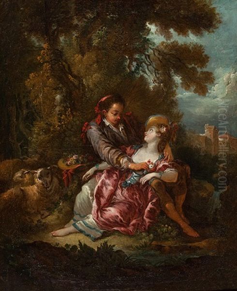 Schaferszenen (pair) Oil Painting by Jean-Honore Fragonard