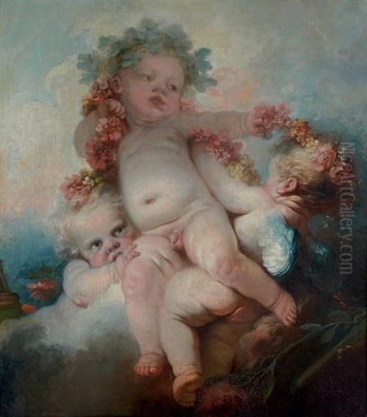 Putti Oil Painting by Jean-Honore Fragonard