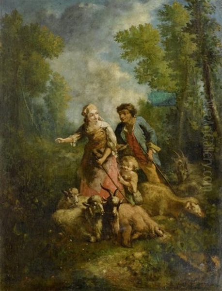 Schaferpaar Oil Painting by Jean-Honore Fragonard