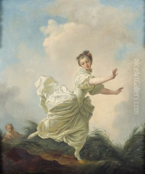 Jeune Femme Courant Oil Painting by Jean-Honore Fragonard