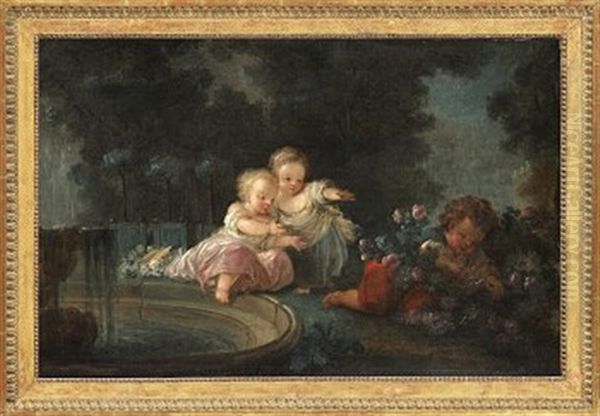 Parklandskap Med Lekande Barn by Jean-Honore Fragonard