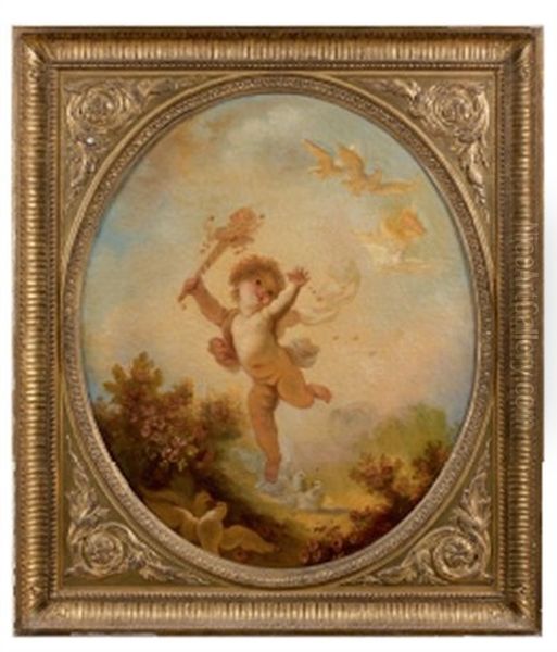 L'amour Entoure De Colombes Oil Painting by Jean-Honore Fragonard