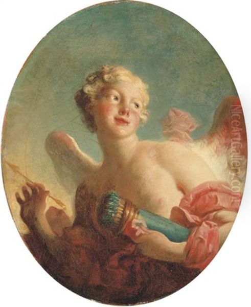 L'amour: Portrait Of A Woman As Cupid (marie-catherine Romboccoli-riggieri, Called Colombe?) Oil Painting by Jean-Honore Fragonard