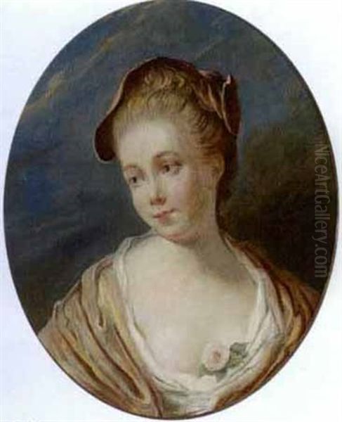 A Portrait Of A Young Lady Oil Painting by Jean-Honore Fragonard