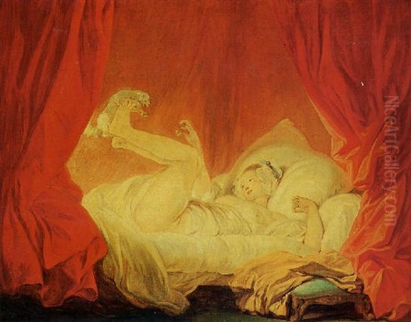 La Gimblette Oil Painting by Jean-Honore Fragonard