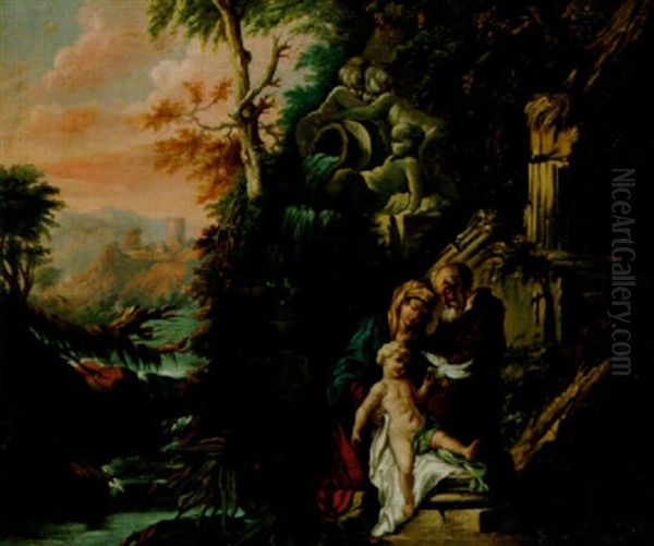 Vila Pa Flykten Till Egypten Oil Painting by Jean-Honore Fragonard