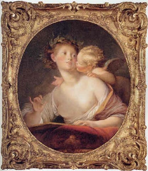 Sappho Inspired By Cupid Oil Painting by Jean-Honore Fragonard