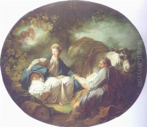 The Rest On The Flight To Egypt Oil Painting by Jean-Honore Fragonard