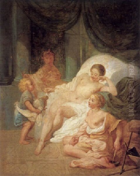 Allegorie Der Malerei, Bildhauerei Und Architektur Oil Painting by Jean-Honore Fragonard