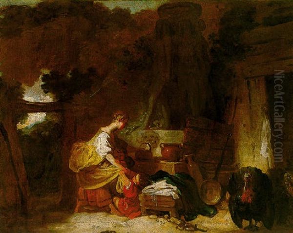 A Young Girl Drawing Water From A Fountain Oil Painting by Jean-Honore Fragonard