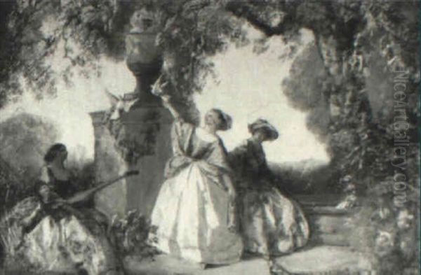 Ladies In The Garden Oil Painting by Jean-Honore Fragonard