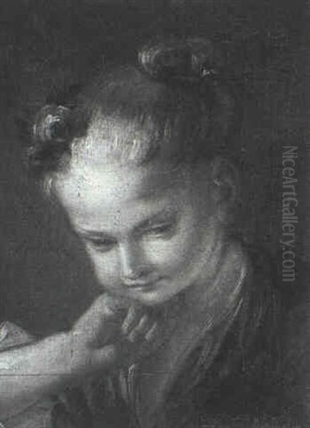 A Head Of A Young Girl Oil Painting by Jean-Honore Fragonard