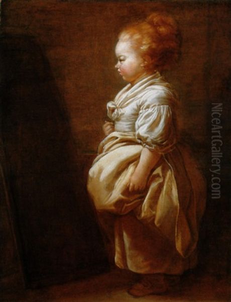 Young Girl In Front Of A Blackboard Oil Painting by Jean-Honore Fragonard