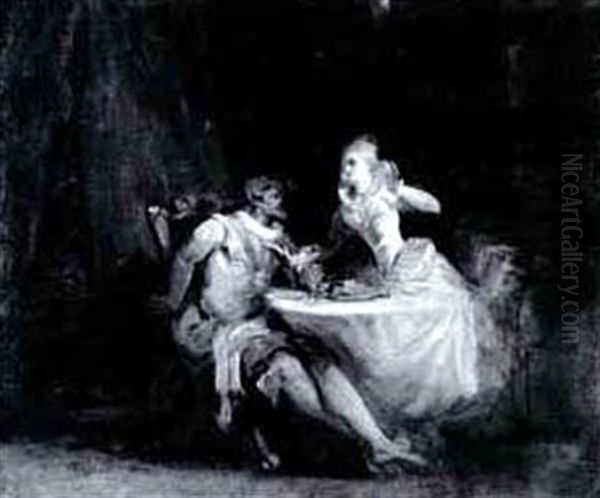 Amorous Couple In An Interior by Jean-Honore Fragonard