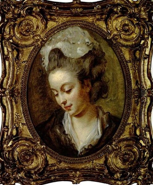 Head Of A Young Woman Oil Painting by Jean-Honore Fragonard