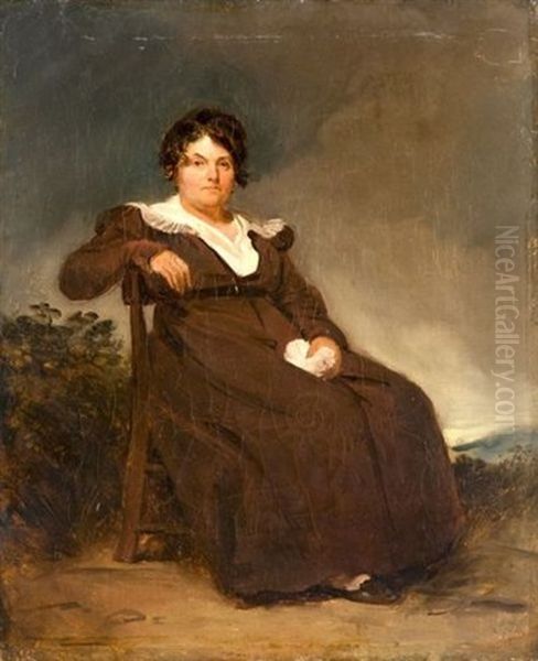 Portrait De Femme Assise Dans Un Paysage Oil Painting by Theophile Evariste Hippolyte Etienne Fragonard