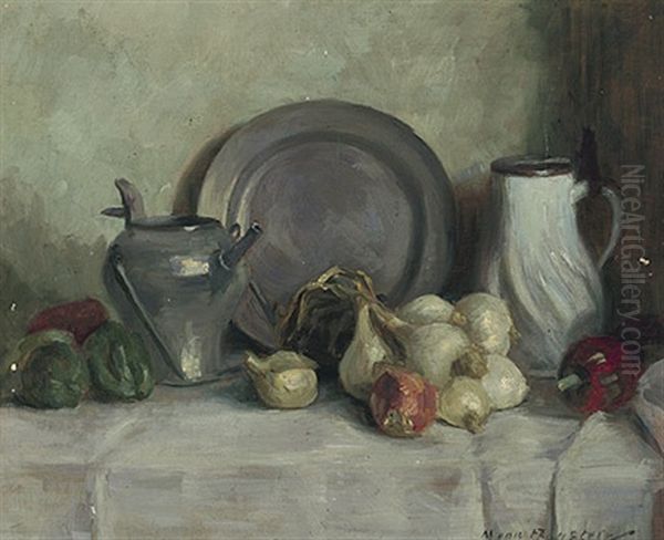 Stilleben Mit Zinn Und Zwiebeln Oil Painting by Marie von Fragstein