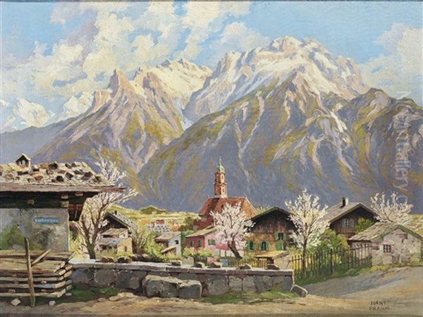 Blick Auf Mittenwald An Einem Prachtvollen Fruhlingstag Oil Painting by Hans Frahm