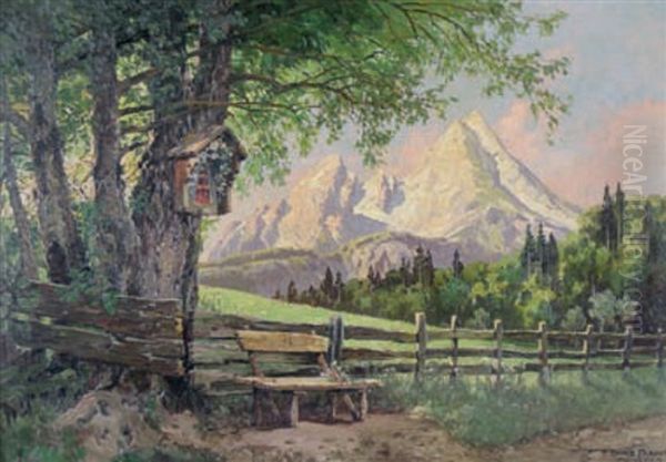 View Of The Alps Oil Painting by Hans Frahm