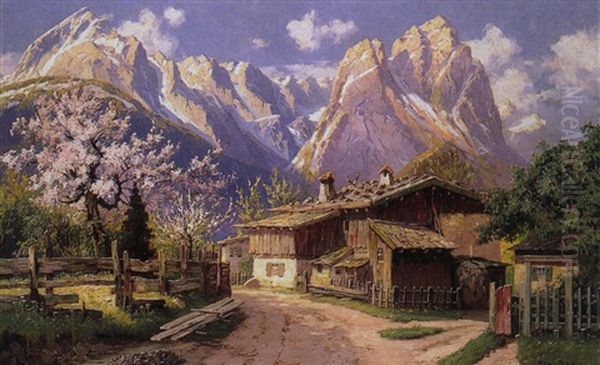 Garmisch Mit Der Fruhlingsstrasse Oil Painting by Hans Frahm