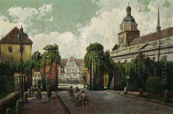 Dessau. Blick Auf Die Marienkirche In Der Altstadt Oil Painting by Hans Frahm