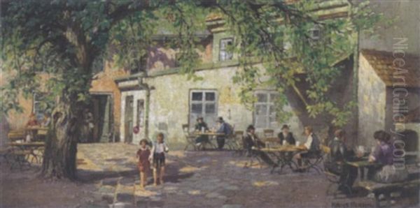 Im Biergarten Oil Painting by Hans Frahm