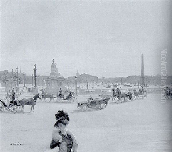 Place De La Concorde Oil Painting by Georges Fraipont