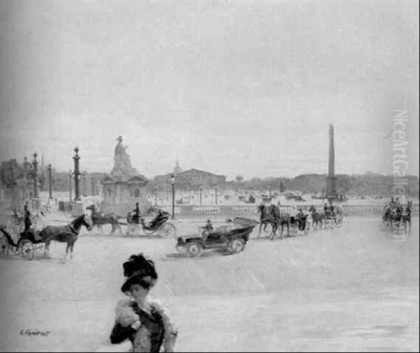 Place De La Concorde Oil Painting by Georges Fraipont