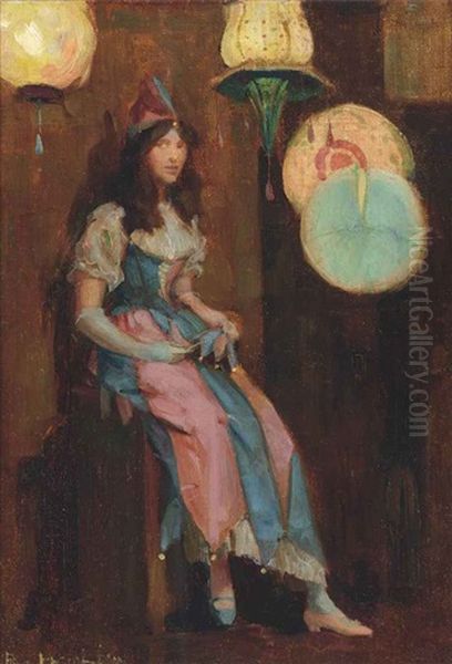 Study In Blue And Pink Oil Painting by Edward Reginald Frampton