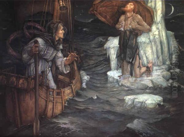 The Voyage Of St. Brandan Oil Painting by Edward Reginald Frampton