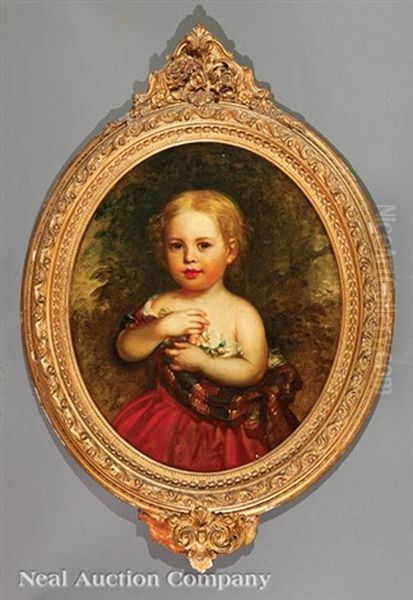 Portrait Of Fannie T. Blow As A Child (1851-1885) Oil Painting by Manuel Joachim De Franca