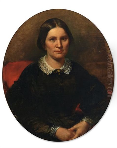 Waist-length Portrait Of Justine Clermont, Wife Of Johann Adam Lemp, Of St. Louis Oil Painting by Manuel Joachim De Franca