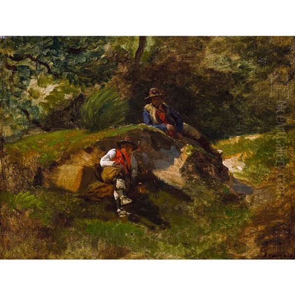 Pifferari Dans Un Paysage Oil Painting by Francois Louis Francais