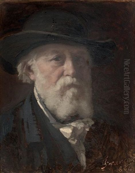 Autoportrait Au Chapeau Oil Painting by Francois Louis Francais