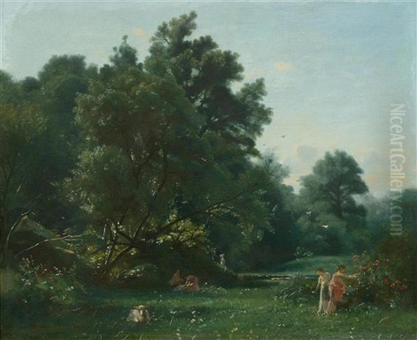 Parkland Oil Painting by Francois Louis Francais