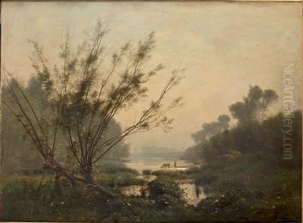 Paysage De Riviere Oil Painting by Francois Louis Francais