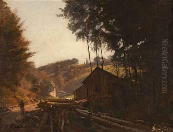 The Old Sawmill At Boulier Oil Painting by Francois Louis Francais