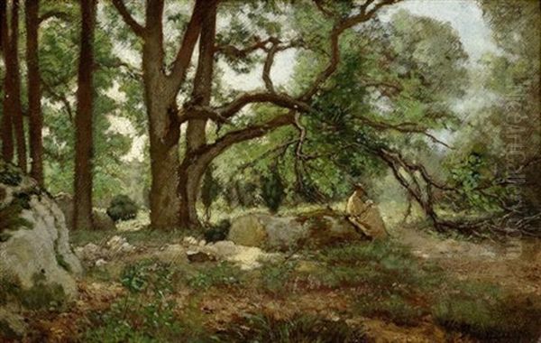 Lesende Dame Im Wald, Wohl Rose Maireau Oil Painting by Francois Louis Francais