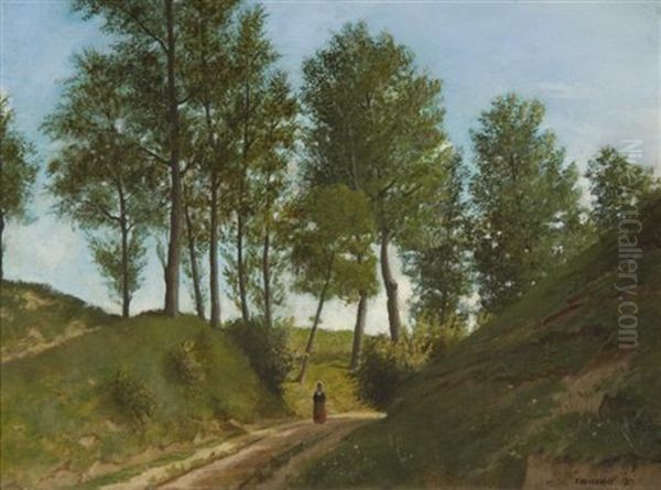 Figure Female In Landscape by Francois Louis Francais