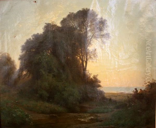 Paysages (pair) Oil Painting by Francois Louis Francais