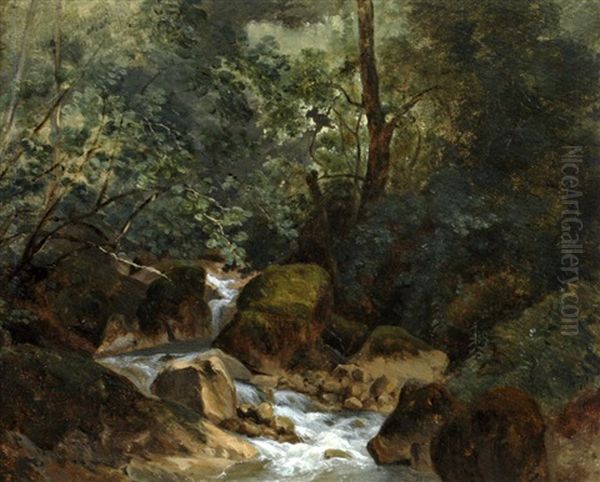 La Cascade Aux Vaux De Cernay Oil Painting by Francois Louis Francais