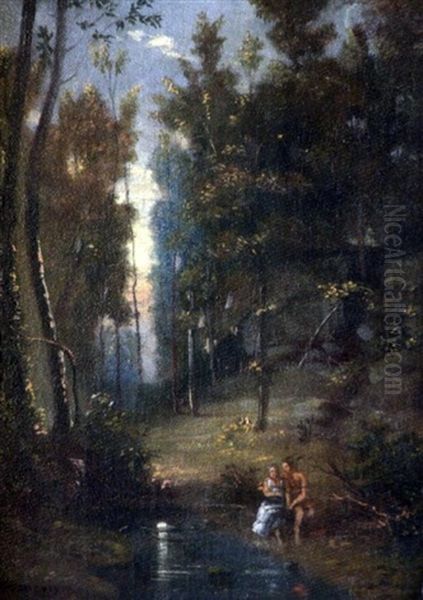 Couple Dans La Foret Oil Painting by Francois Louis Francais